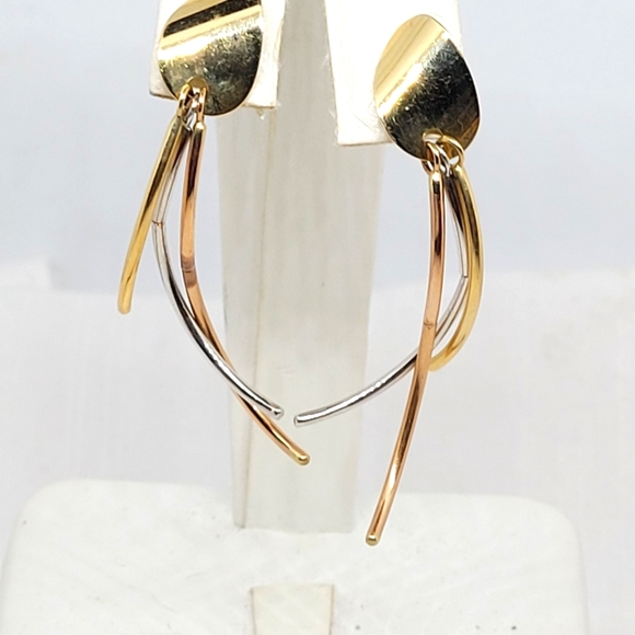 Tricolor 14k gold earrings - Picture 2 of 5